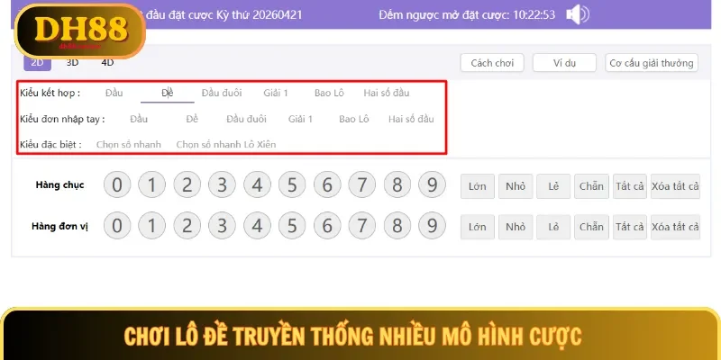 Chơi lô đề truyền thống nhiều mô hình cược