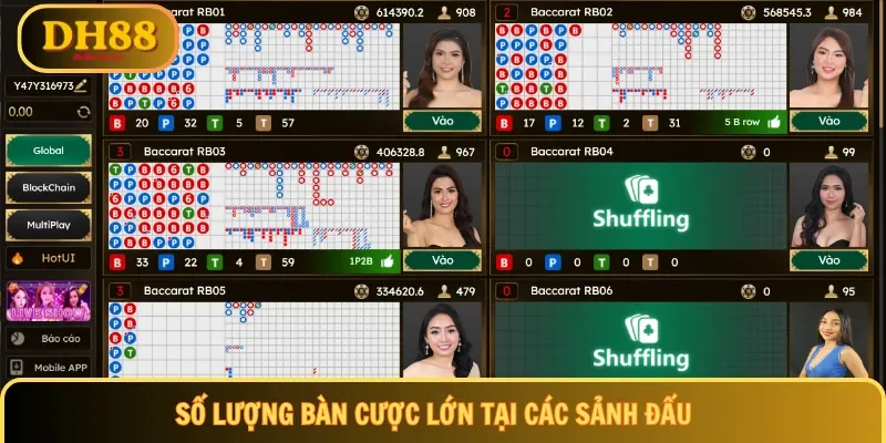 Số lượng bàn cược lớn tại các sảnh đấu